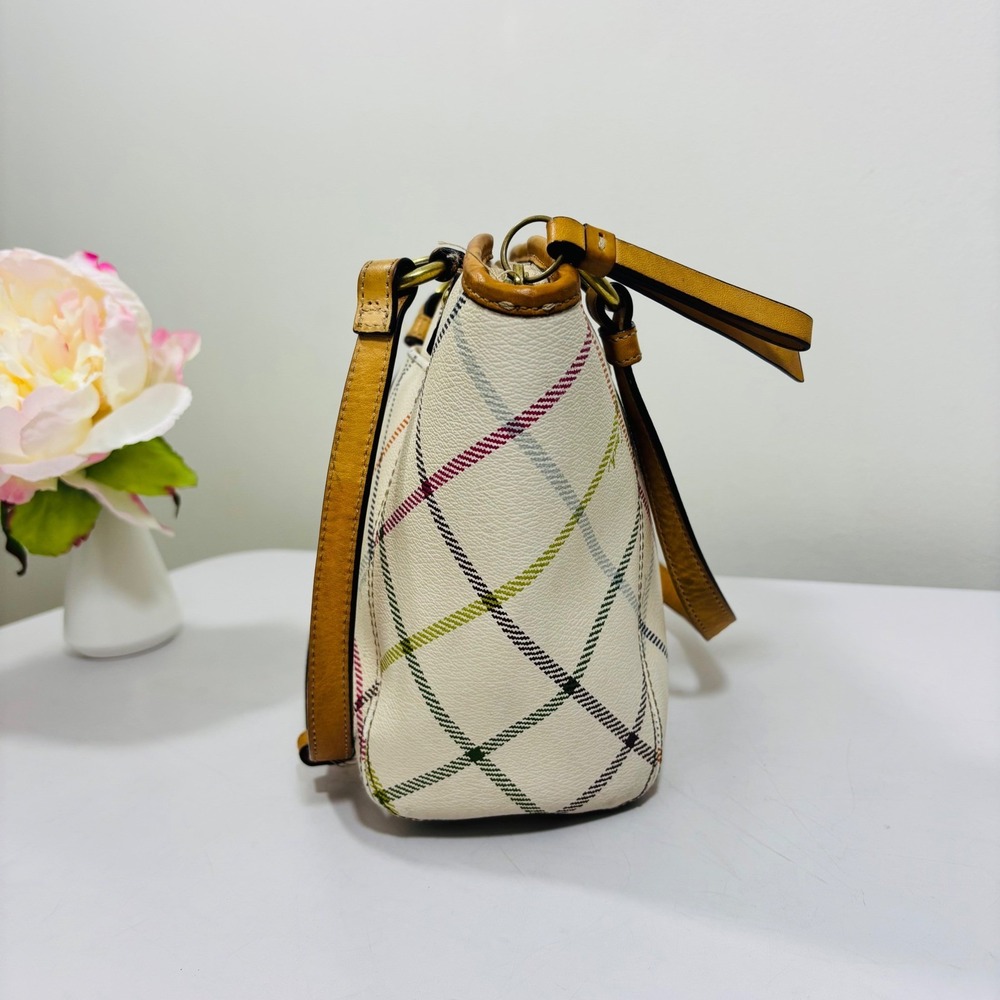 Coach Peyton Tattersall Tote Purse Handbag Ivory Plaid Multicolor - Picture 4 of 9